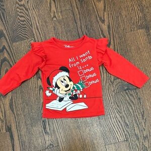 Disney Red Minnie Mouse Holiday Long Sleeve Tee